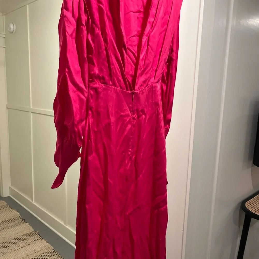 Farm Rio Anthropologie Cutout Long Sleeve Maxi Dress Hot Pink Womens Size XS New - Picture 9 of 9
